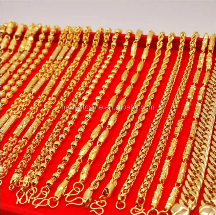 

16 styles Fastness men necklace 24k gold necklace men yellow gold chain dubai jewellery classic gold filled male necklaces