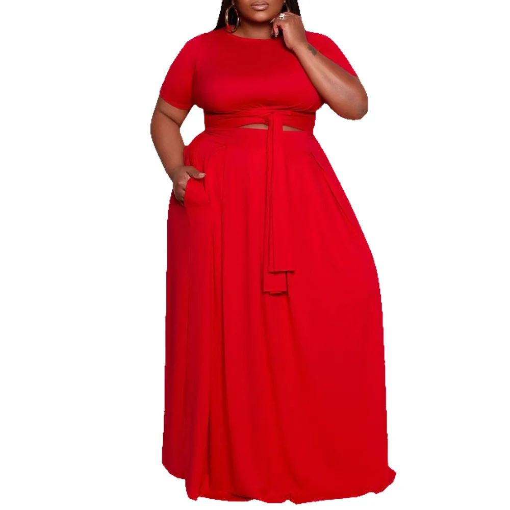 

2021 New Arrival Sexy Plus Size Clothes Short Sleeve Solid Maxi Dress With Pocket For Women, Black,red,blue or customized colors