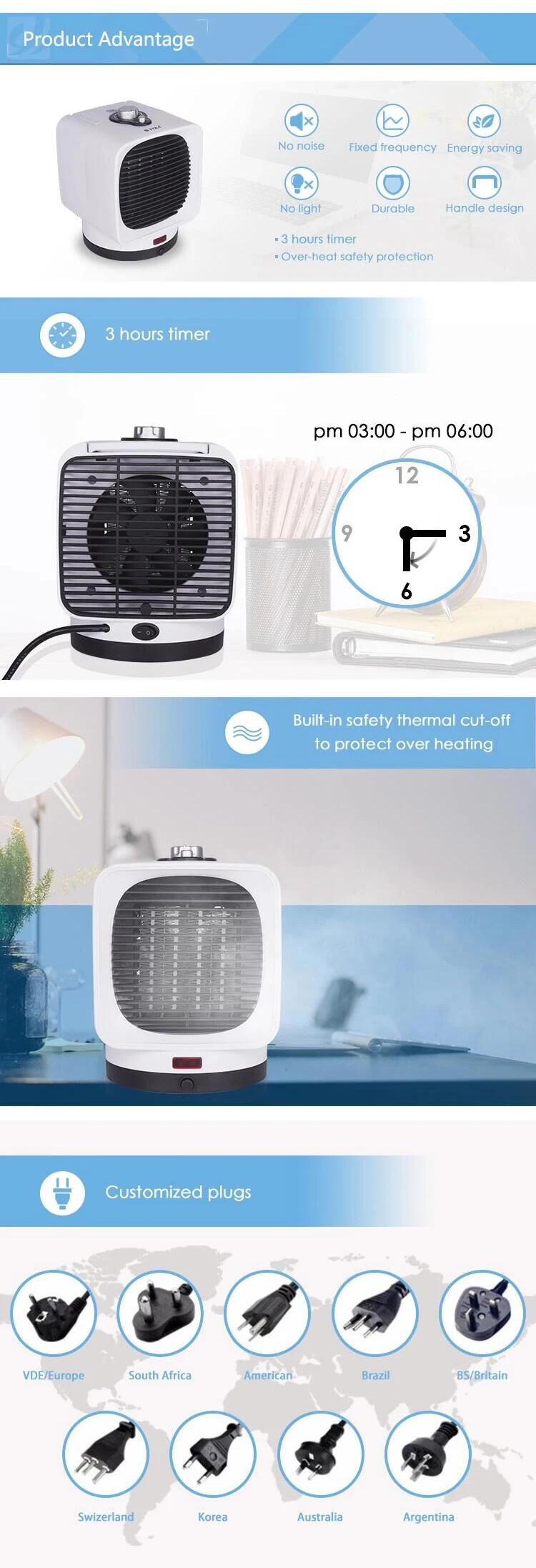 Popular design indoor heater 220V /1500W portable heater electric mini fan heater