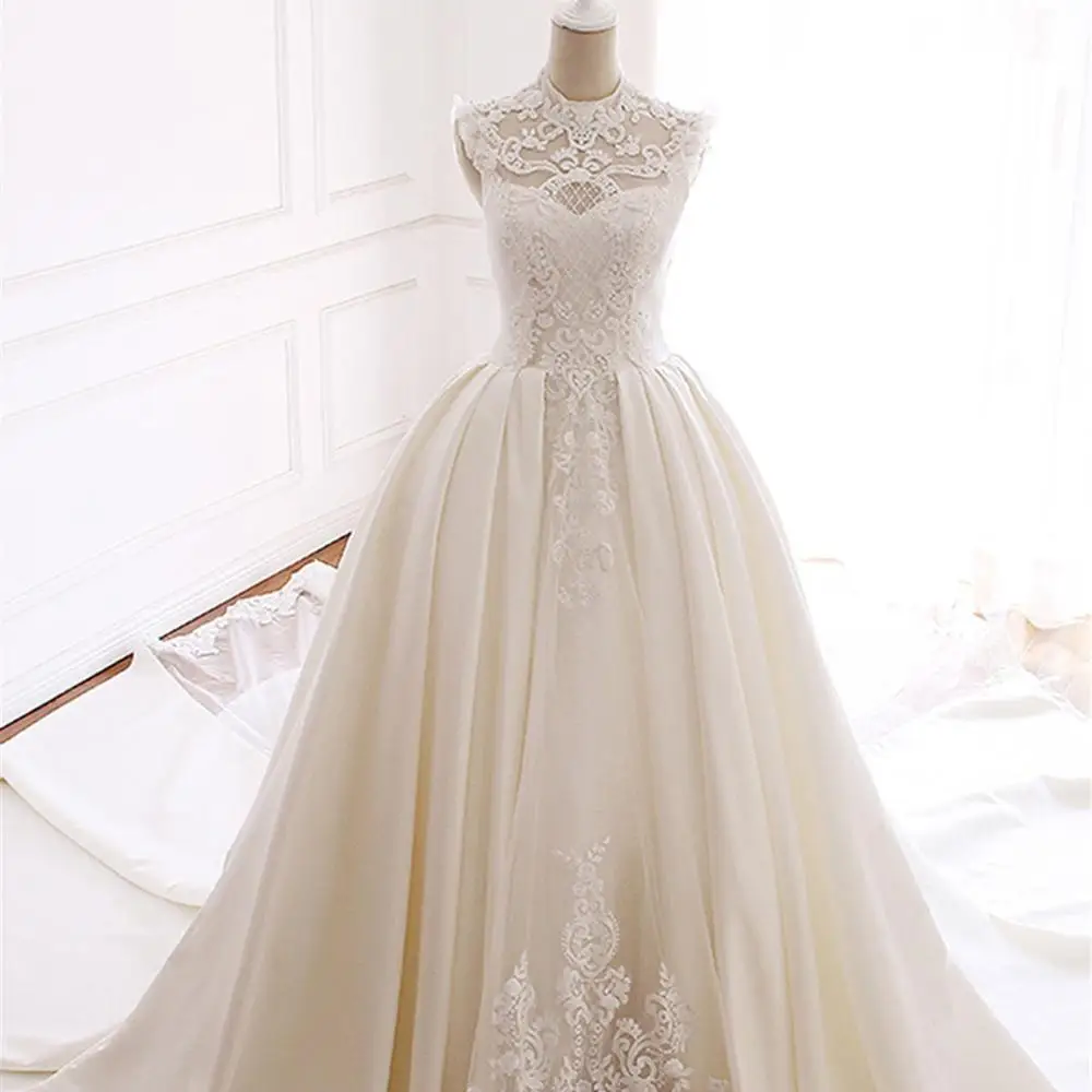 

ELWD0000004 Wedding Dresses Lace appliqued flowers Popular Fashion ball gown Bridal dress