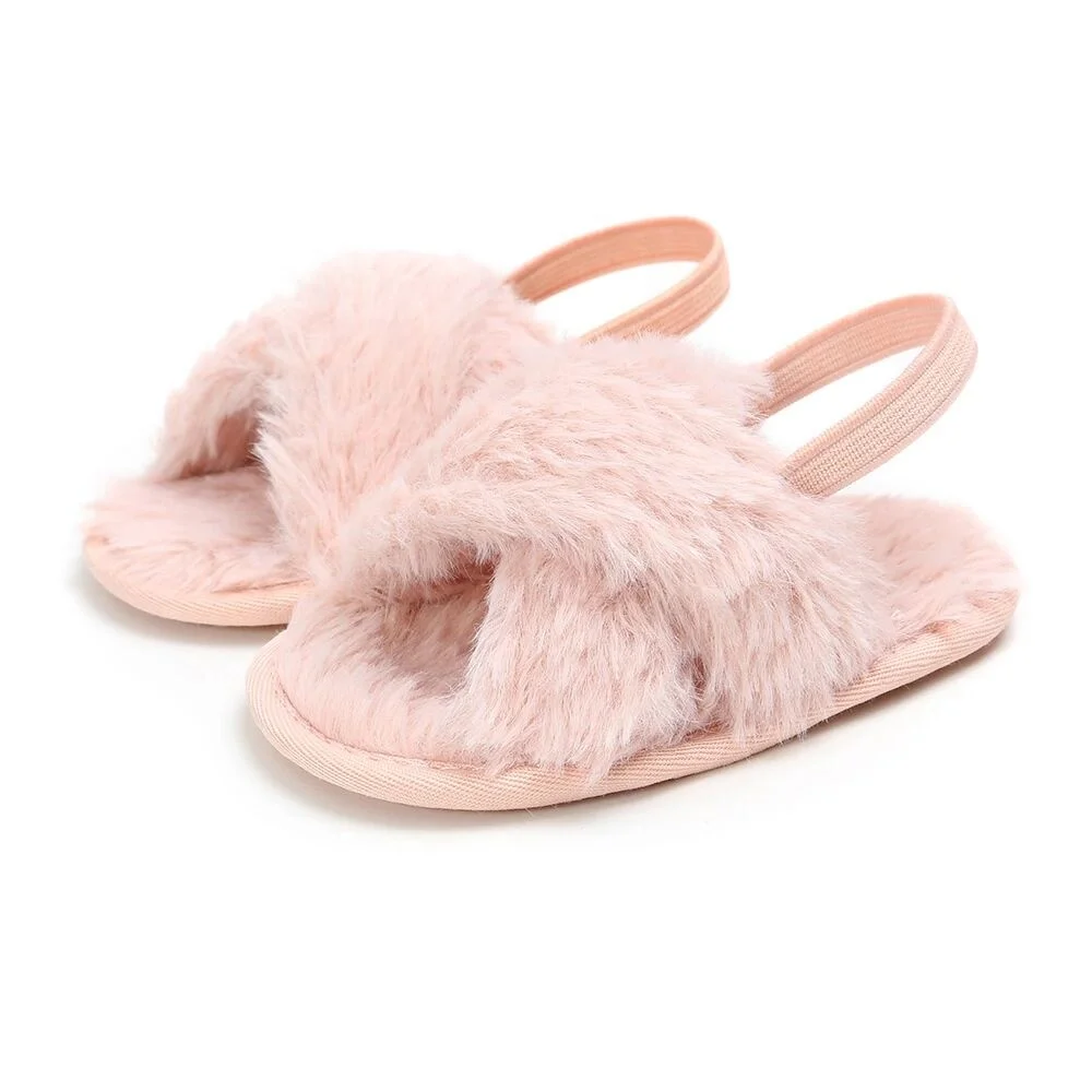 
Cute Newborn Fancy Fur Infant Little Kids Latest Design Baby Girl Slippers 