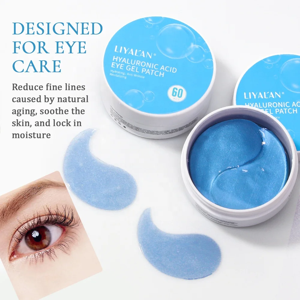 

Private Label Parches Para Ojos Remove Dark Circles 60pcs Hydrogel Eye Patch Hyaluronic Acid Collagen Under Eye Mask, Blue