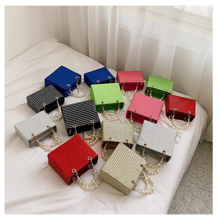 

Newest design Summer 2020 Luxury pearl rivet nice color handbag cross-body bag for lady box bag