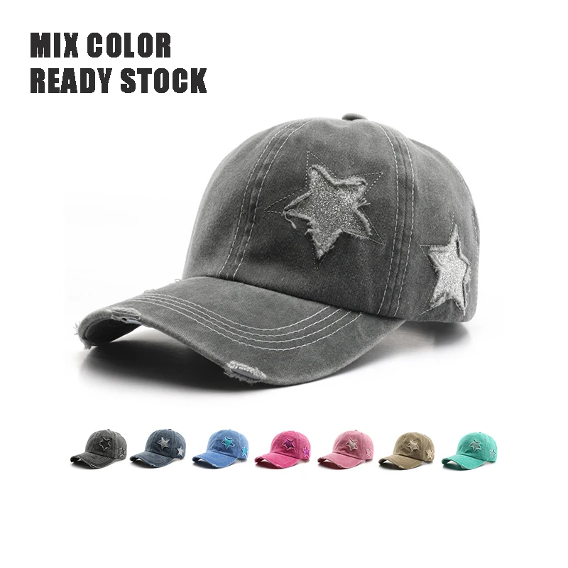 Vintage Washed Cotton Dad Hat Ponytail Opening