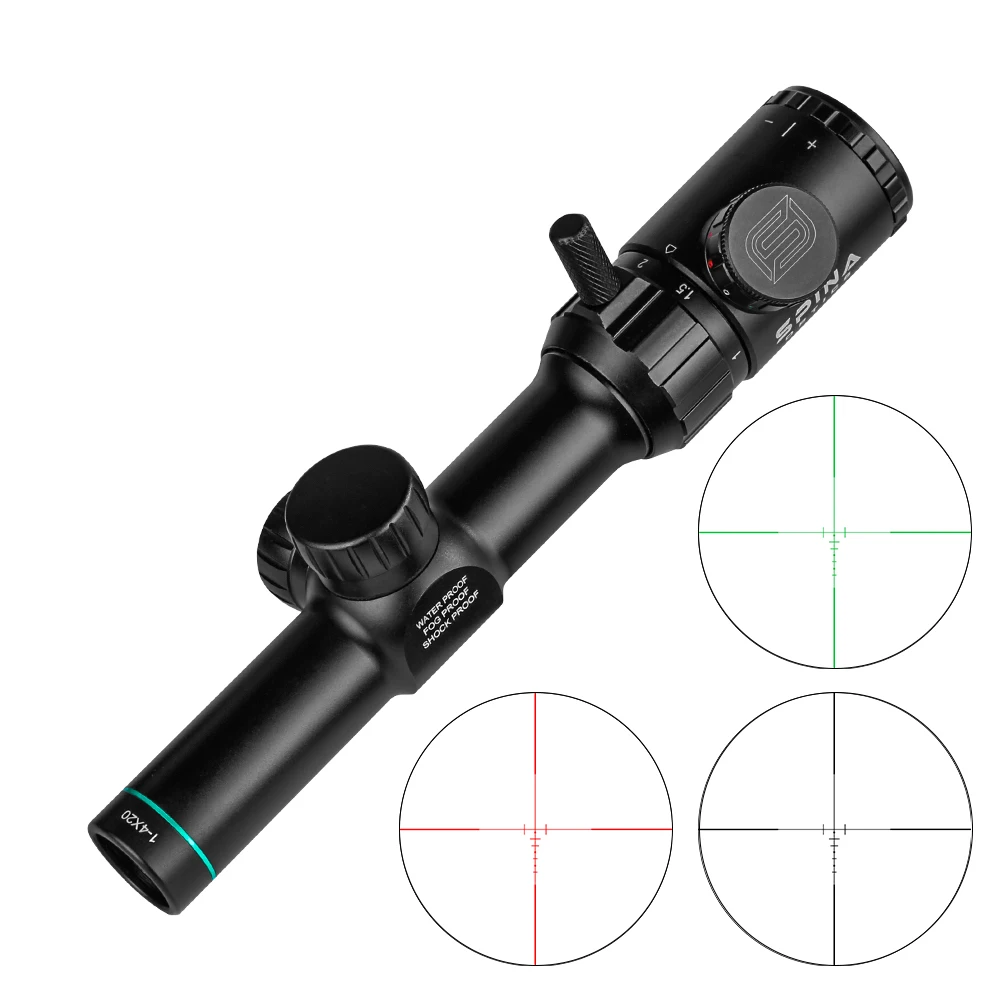 

SPINA OPTICS Tactical Optical Sight Scope 1-4X20 Riflescopes Reticle Scope Rifle Hunting Red Green illuminated with Sight mount