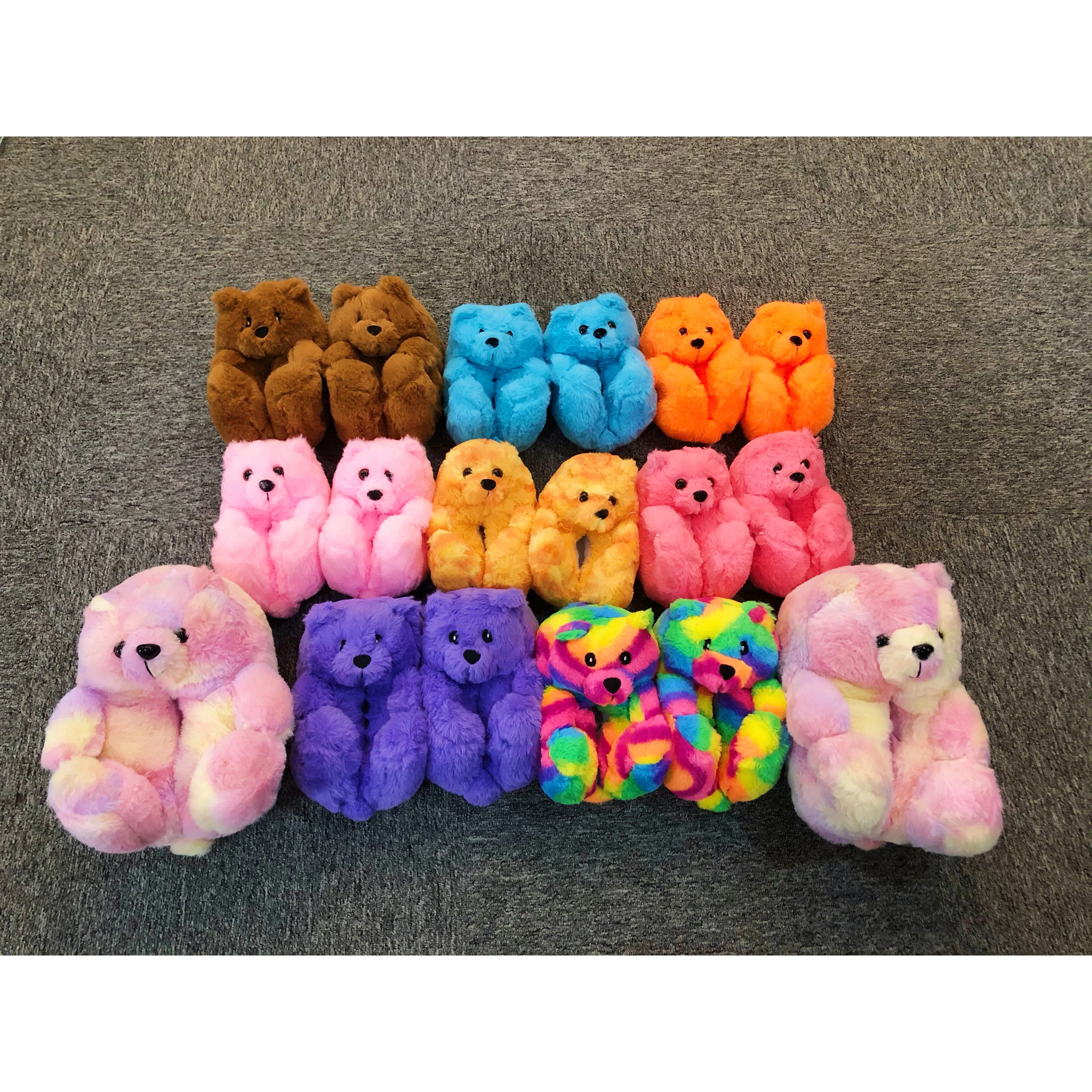 

Comfortable teddy bear wholesale fuzzy slippers ladies shoes designer fur women house slippers, Customized color