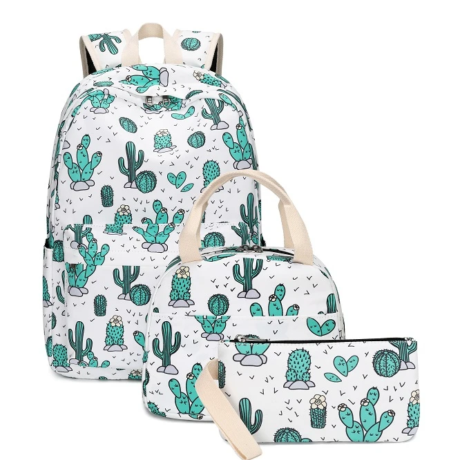 

Waterproof School Bag Set with Shoulder Bag Laptop Backpack Plant Design Polyester Opp Bag Customized Logo Oem  20L