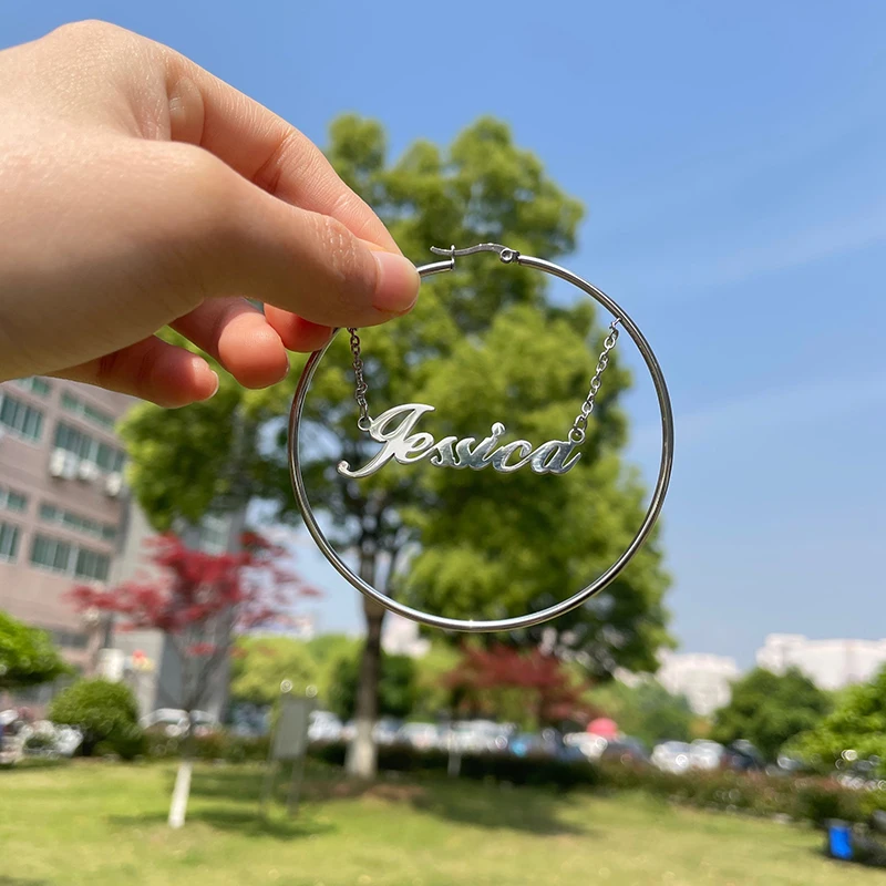 

Jewelry Queen hoop earrings personalised design black girl gift 2021 new design 60mm big girl earrings for women girls, Picture