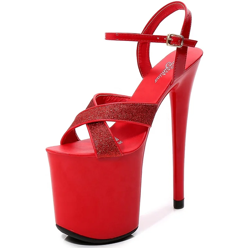 

Women 20cm High Heel Sexy sandal Glitter Footwear Dancing Dress Platform heels Sandals