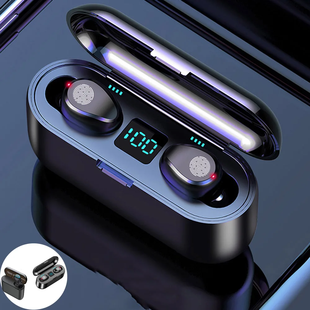 

2021 Mini Waterproof Gaming Earphones F9 Headphones 5.0 Wireless Headset Earbuds