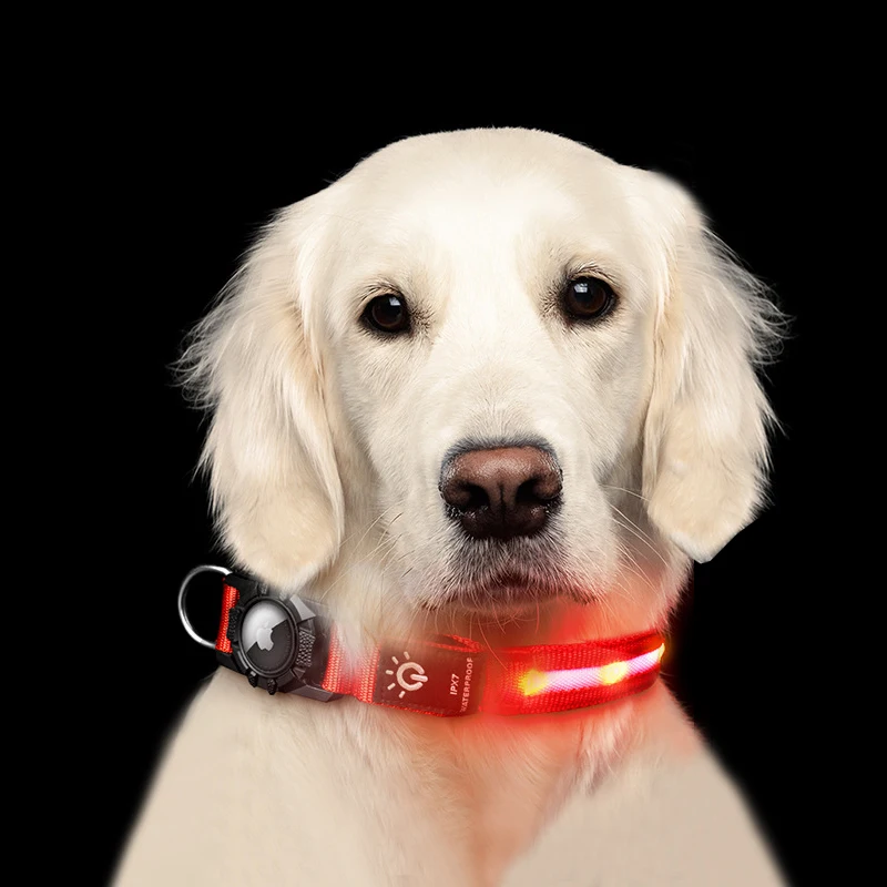 

Hot Selling Dog Collars for AirTag Protector Luminous Electronic Pet Collar for Air Tag Anti-lost Waterproof USB Charging
