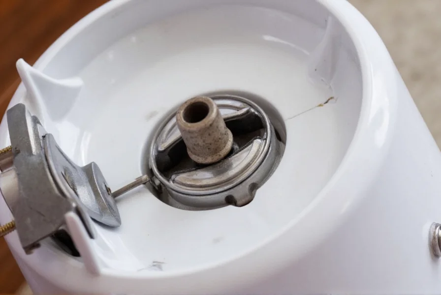 Close-up view of automatic salt and pepper grinder mechanism showing internal grinding components and adjustable settings dial