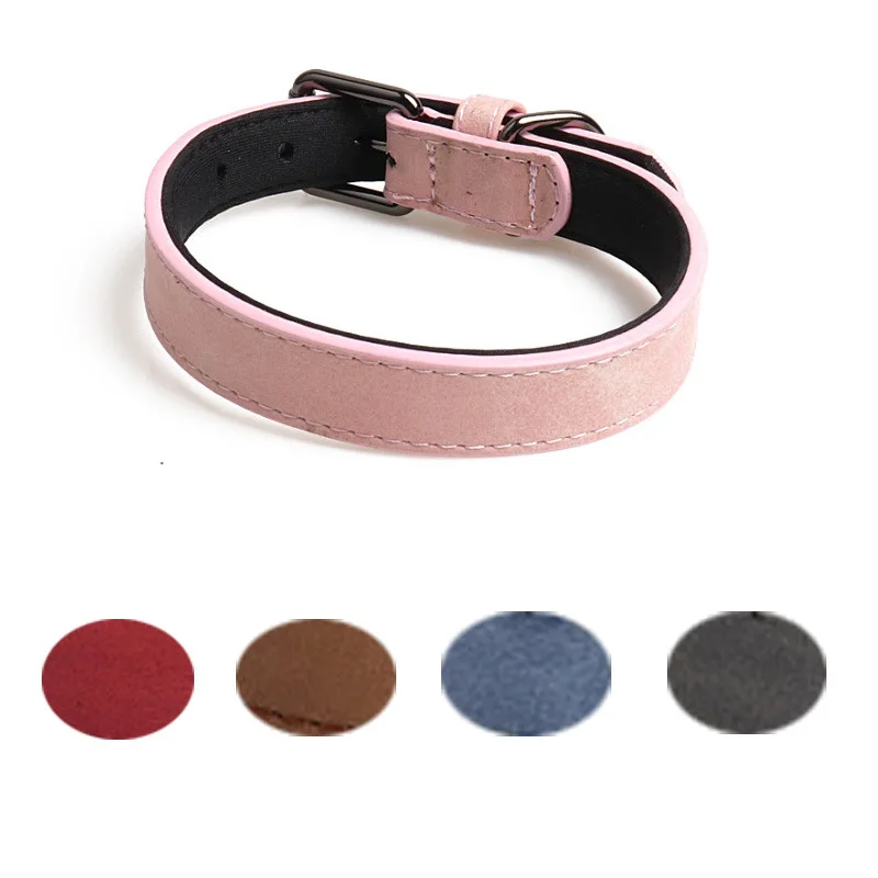 

Wholesale Blank dog collar Double Layer Multicolor Leather Pet Collar, Pink,gray,coffee,red,blue