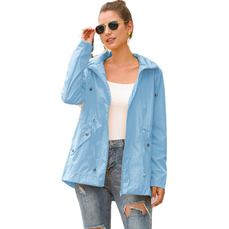 

2021 Fashion Turn-down Collar Pure Color Casual Waterproof Fabric Womens Winter Jacket Coat