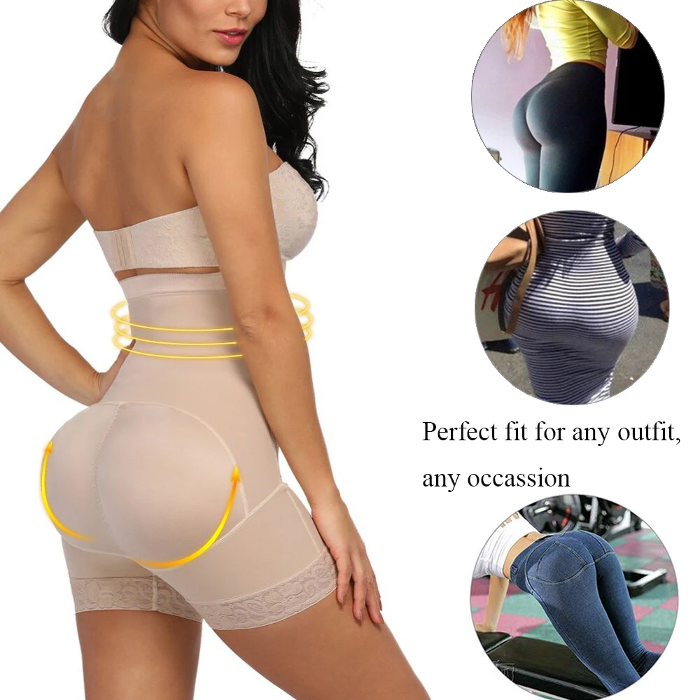 HEXIN Breasted Lace Butt Lifter High Waist Trainer Body Shapewear Women Slimming Plus Size Underwear With Tummy Control Panty