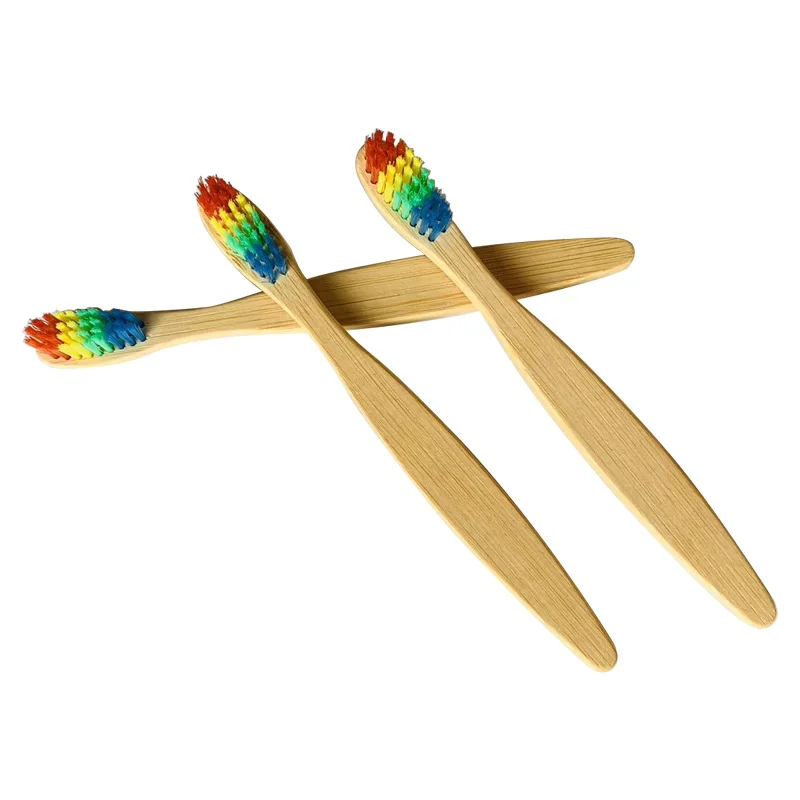 

Eco Vegan Bamboo Toothbrush Rainbow Soft Medium Bristle Adult Child Oral Care H7, Bamboo color