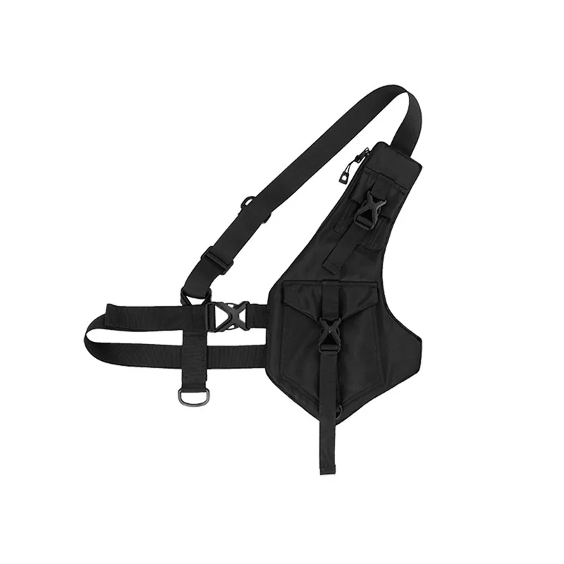 

Cool multi-function hip-hop street waistcoat crossbody bag men, Black