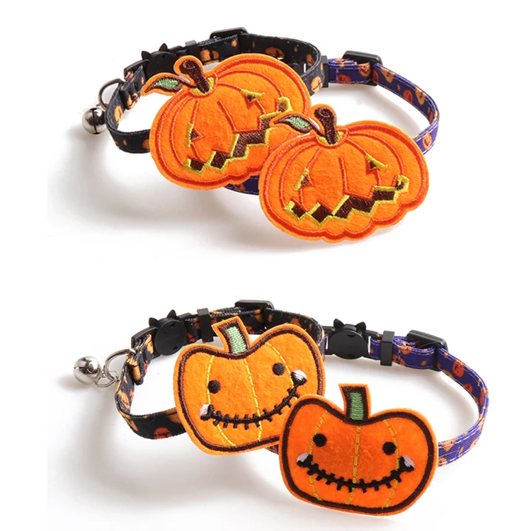 

Manufacturer wholesale New Trends design multi-colors Halloween Pumpkin dog cat collar, Show as picture or custom