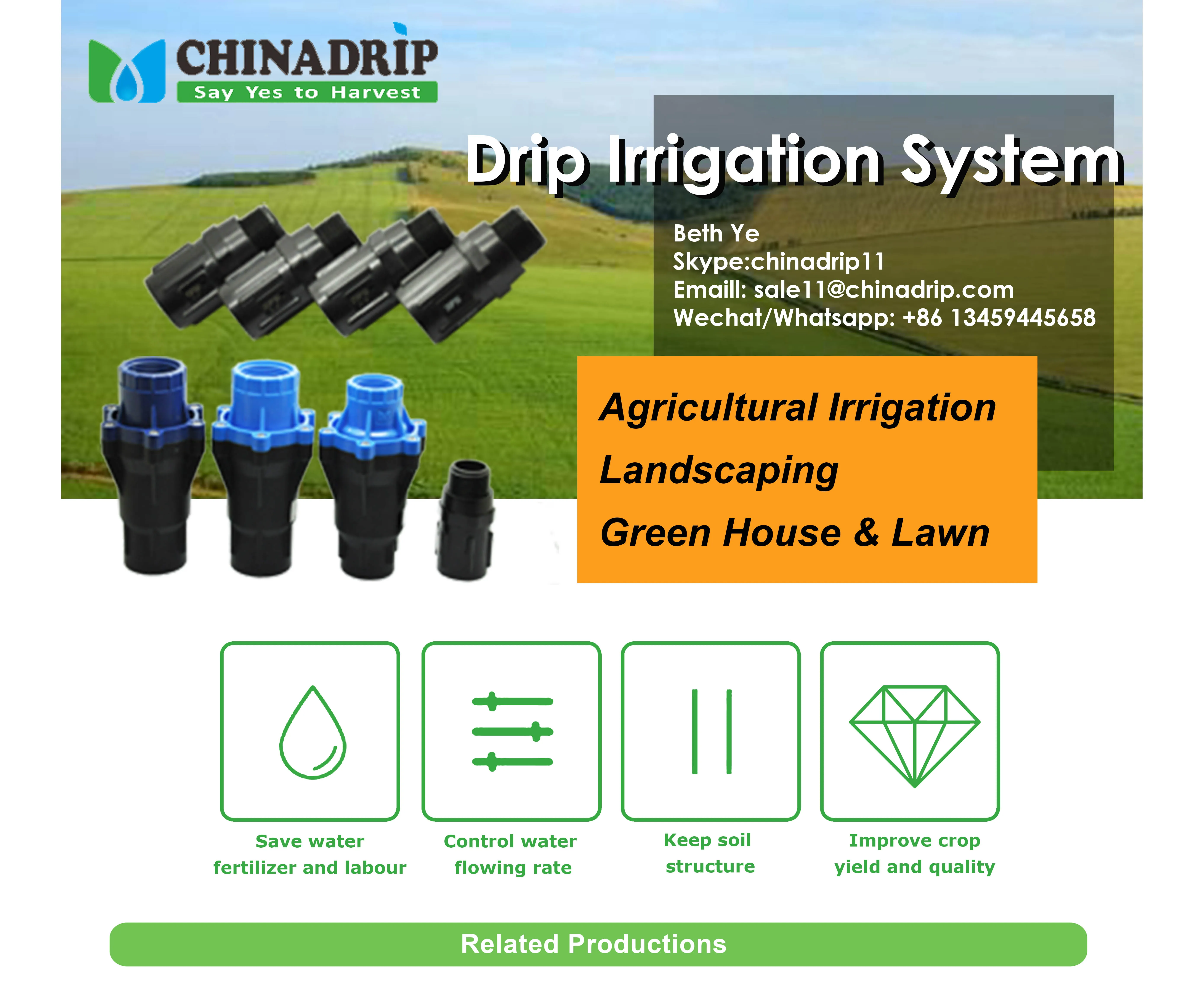 Drip Irrigation System with Plastic Water Pressure Regulator