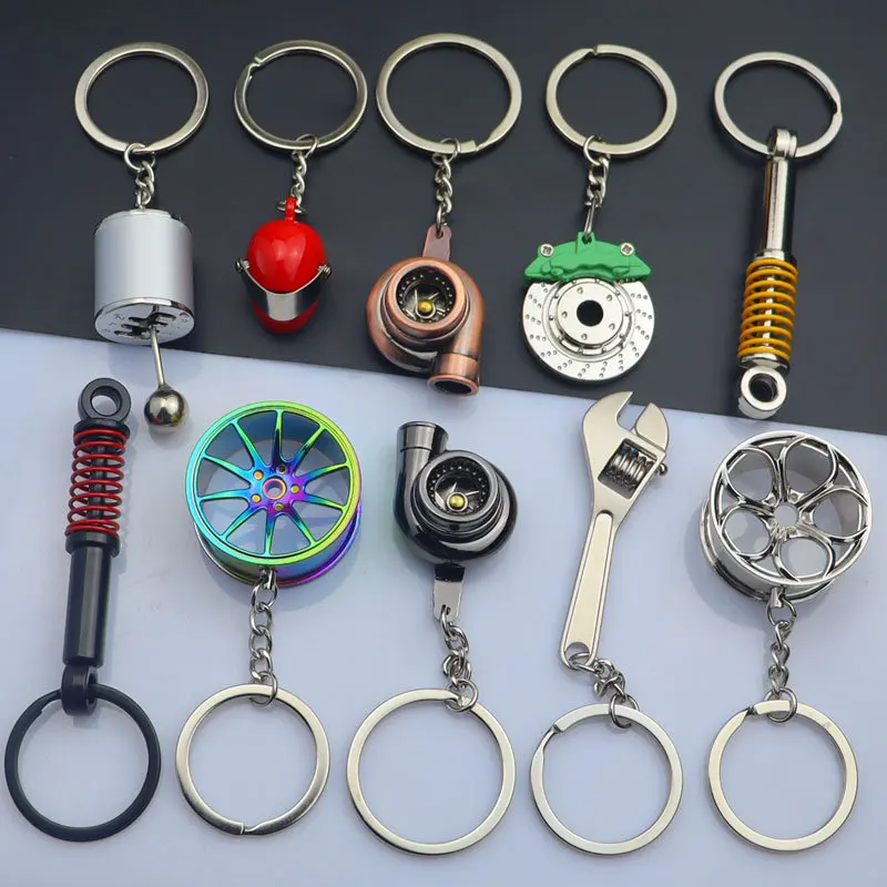 

Auto Parts Metal Key Chain Set Spinning Turbo Keychain Wrench Keyring for Car Lover