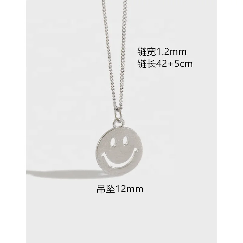 

Fashion Women Jewelry 18K gold plated and Sterling 925 Silver smiley Pendant Wholesale Necklace For Ladies