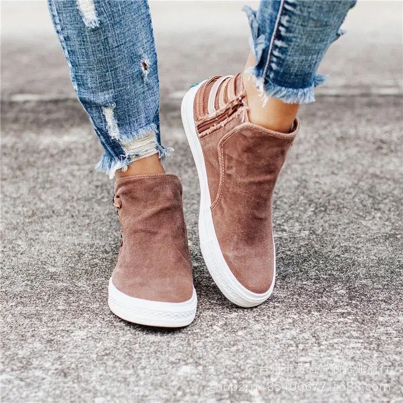 

Hot Selling Ladies Canvas sneakers shoe flat High top women's casual shoes, Picture showns