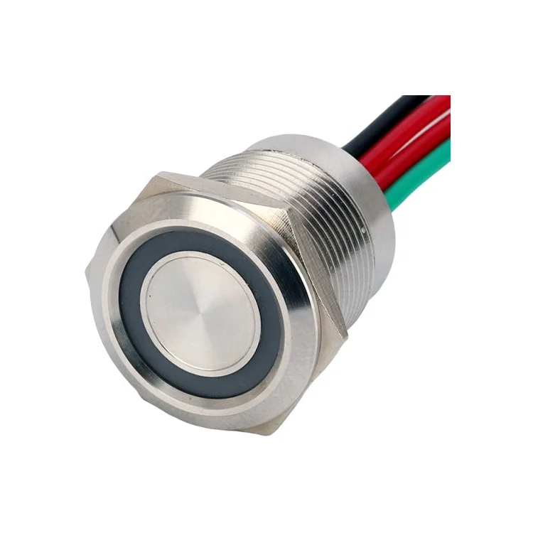 Waterproof 19mm momentary push button 12V 24V blue red led light on off smart switch touch for cars