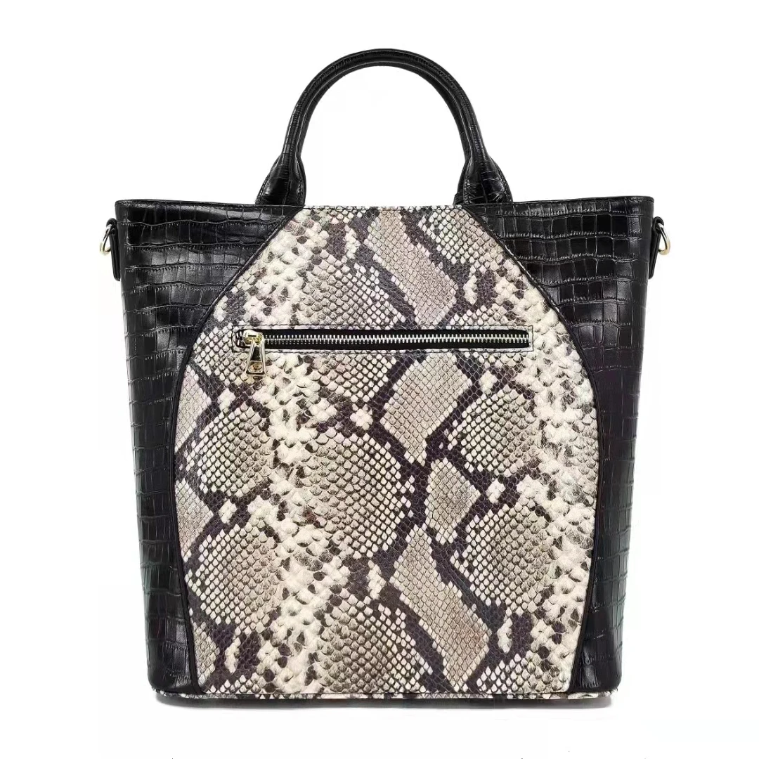 

Luxury ladies top cowhide leather tote bag crossbody snake skin pattern shoulder handbags fashionable women handbags, More
