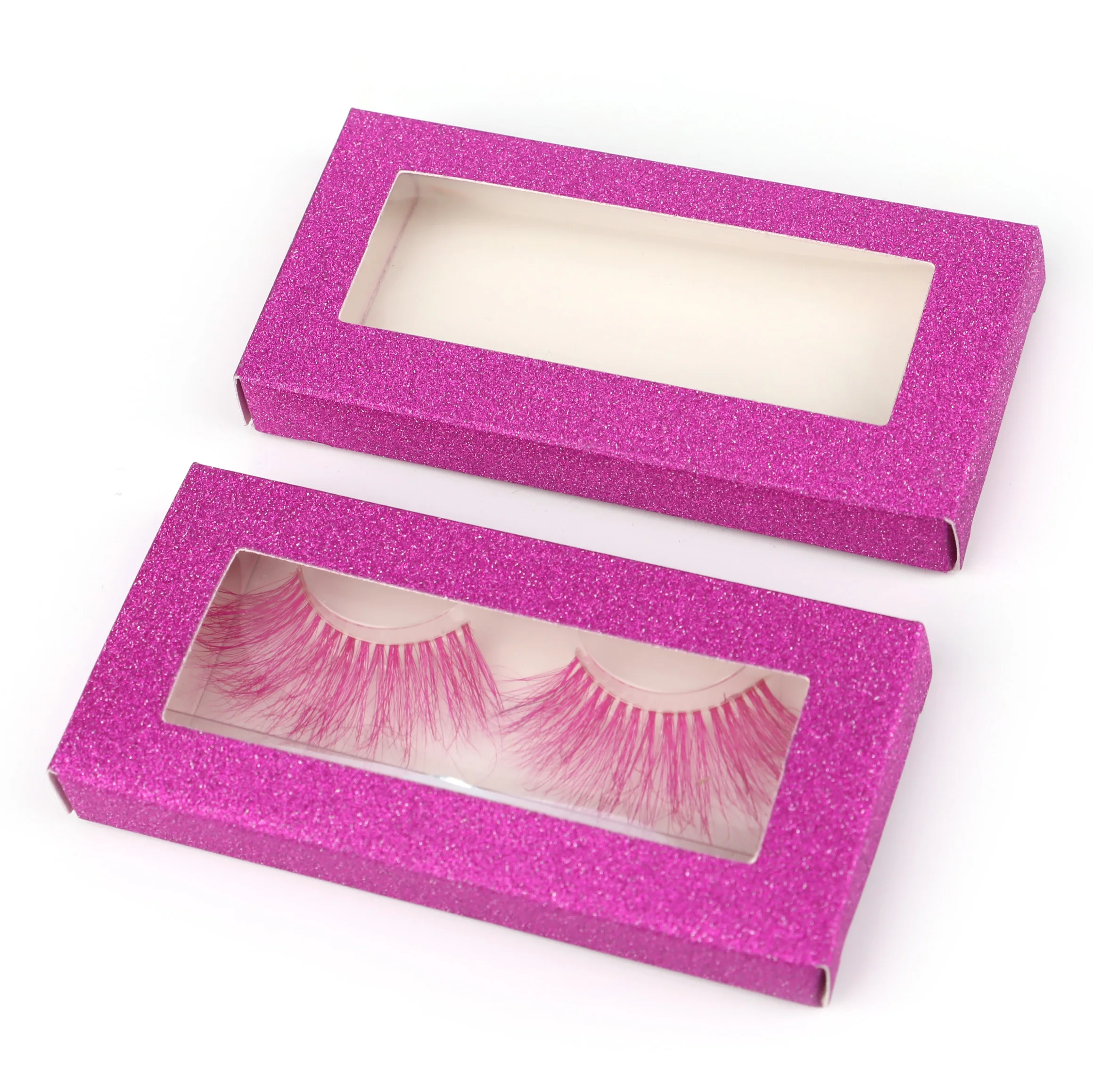 

2021 new cruelty free 6D short mink lashes clear box with pink eyelashes packnging