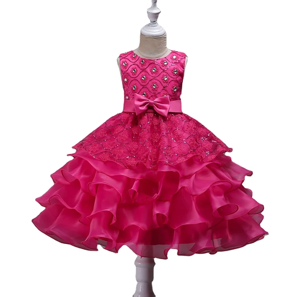 

European style latest frock designs for girls Multi layered kid party dress Graduation ceremonies clothes for 10years