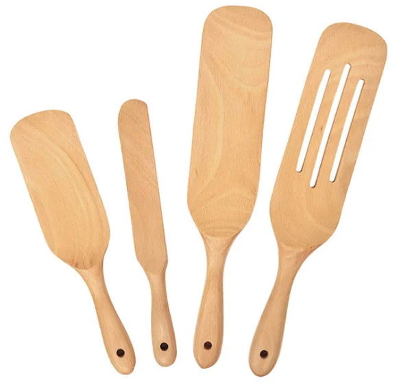 

Eco-friendly Kitchen Bamboo Non-stick Utensil Acacia Wood Spatula 4 Piece Cooking Salad Stirring Tools Spurtle Cookware Set