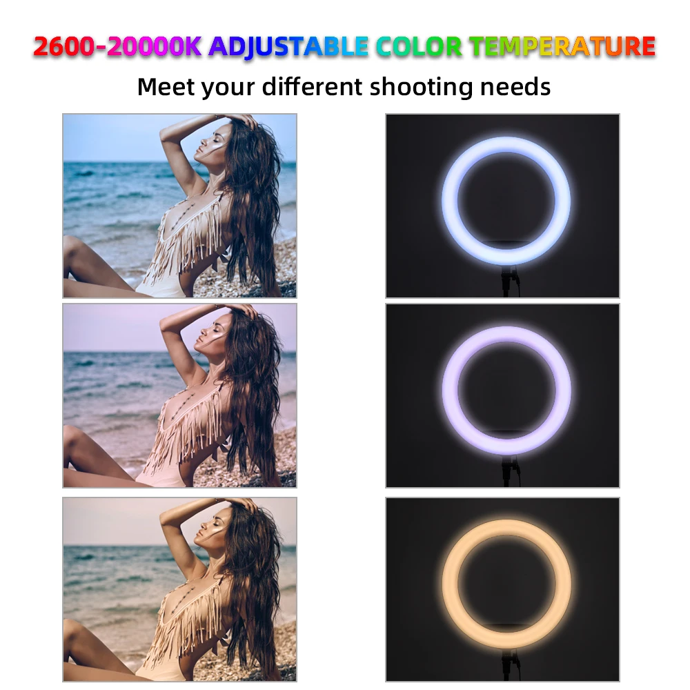 Travor 18 inch 72W rgb led ring light rgb ringlight ringlamp fill lamp for makeup youtube video photographic lighting