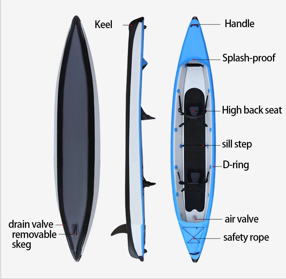 

PVC dropping stitch Inflatable Kayak with anti skid pad seat PVC Kayak boat