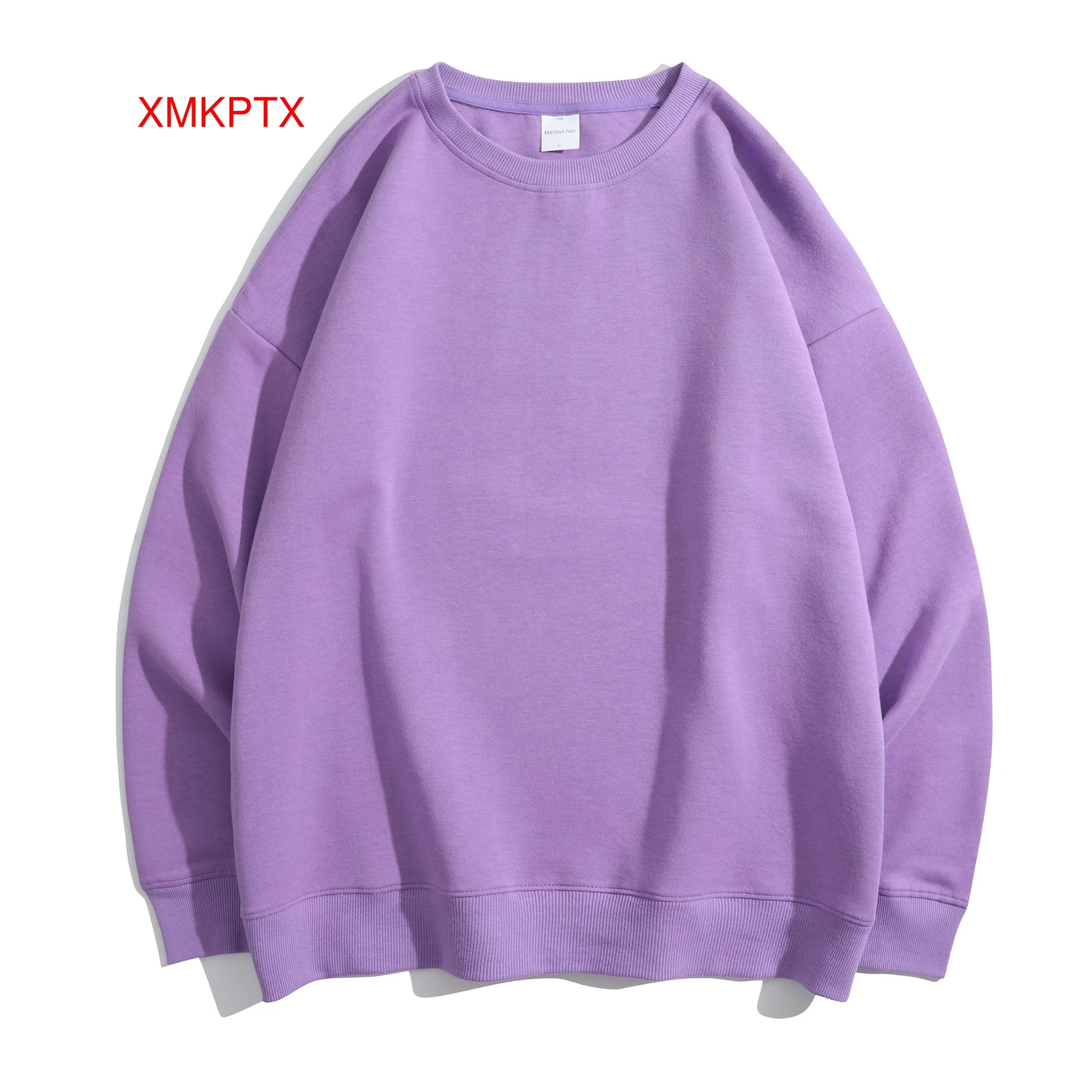 

2021 High quality round collar solid color long sleeve 100% organic cotton men's basic pullover hoodies