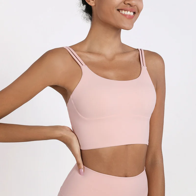 

Women Double Sling Sports Fitness Underwear Stereo Cup Yoga Bra Jogging Shockproof Gathering Movement Push Up Bra Sport Bra Top