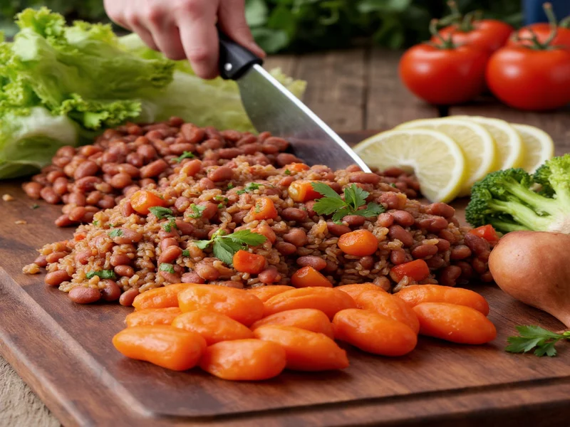 Chopping vegetables for red beans and rice holy trinity