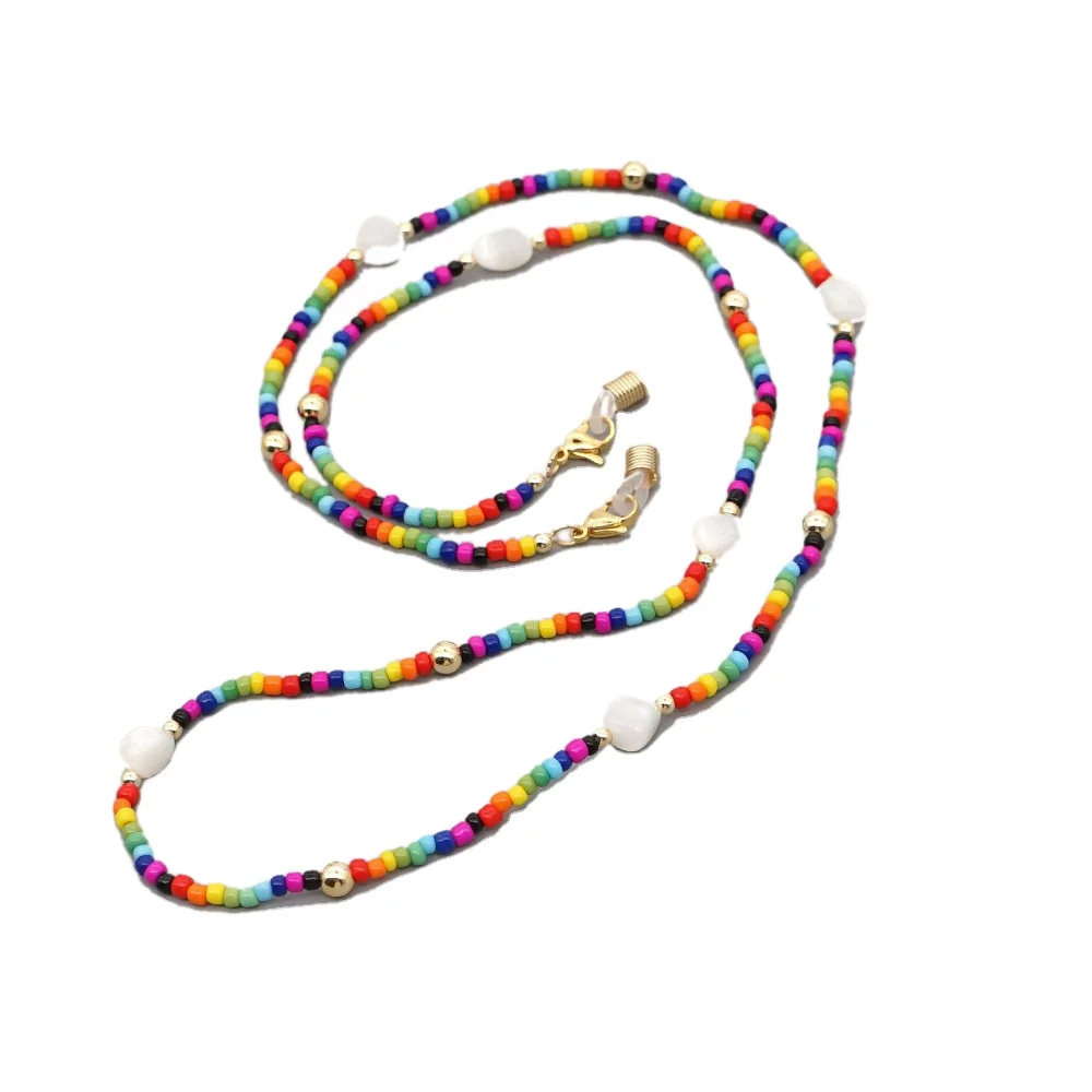 

Natural Irregular Shell Handmade Bead Antiskid Glasses Eye Wear FaceMask Chain Lanyard Color Bead Sunglass Chain Necklace