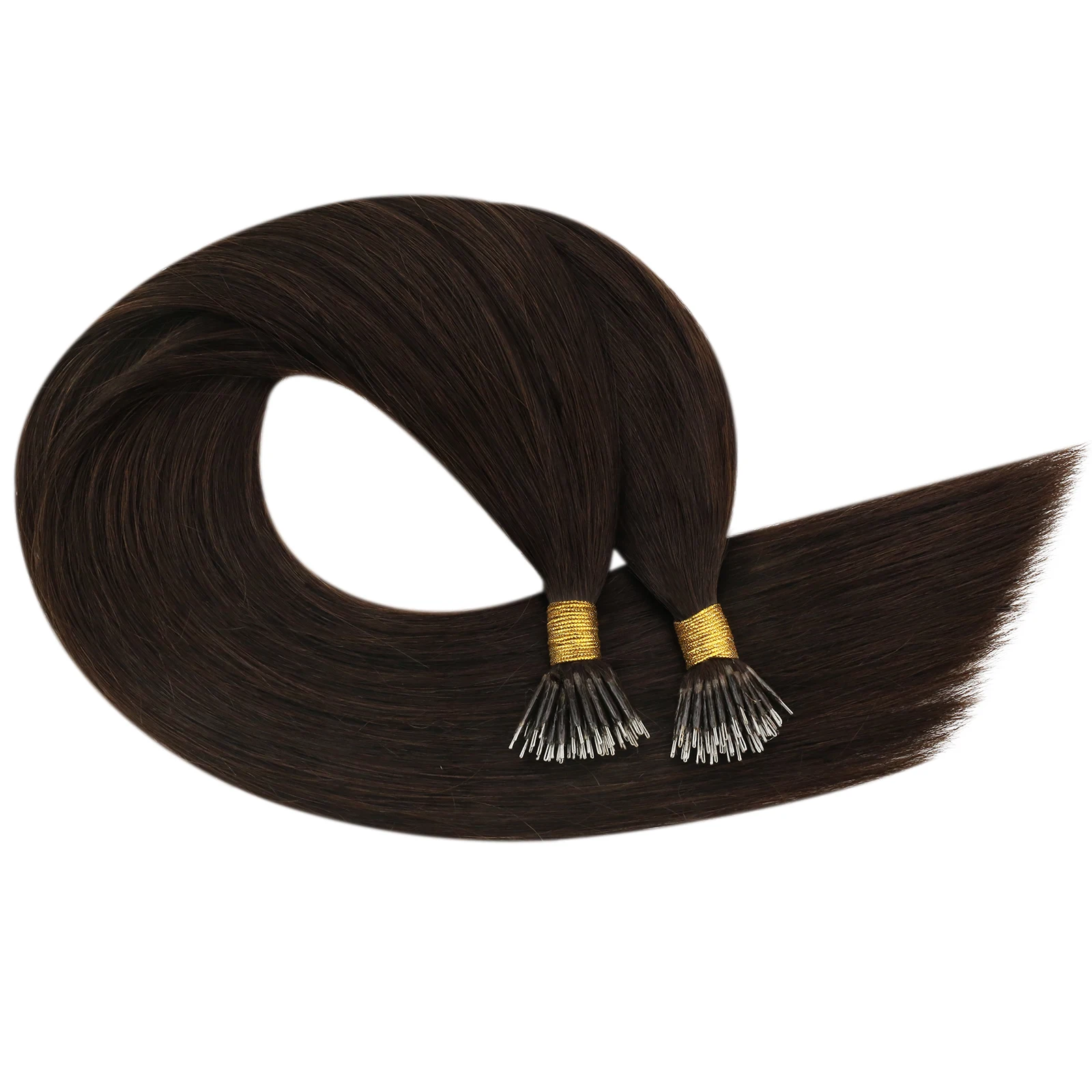 

Moresoo Virgin Hand Tied Weft Human Hair Extensions Natural Straight Seamless Weft Hair Bundle Hair Extensions, #4 chocolate brown