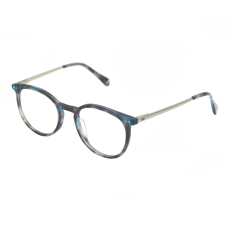 

Wholesale New Unisex Retro Vintage Round Frame Acetate Optical Frames with Metal Temple High Quality, Customize color