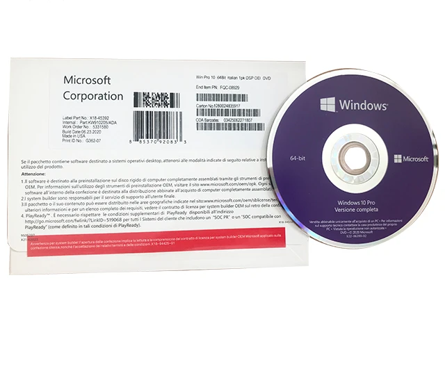 

Windows 10 Pro OEM DVD Full Package Italian Language DHL Free Shipping Win 10 Pro Italian Package