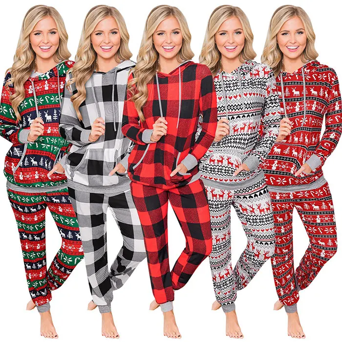 

Christmas Long Sleeve 2 Pieces Sets With Hoodie Plus Size Two Piece Set Women Fall Two Pieces