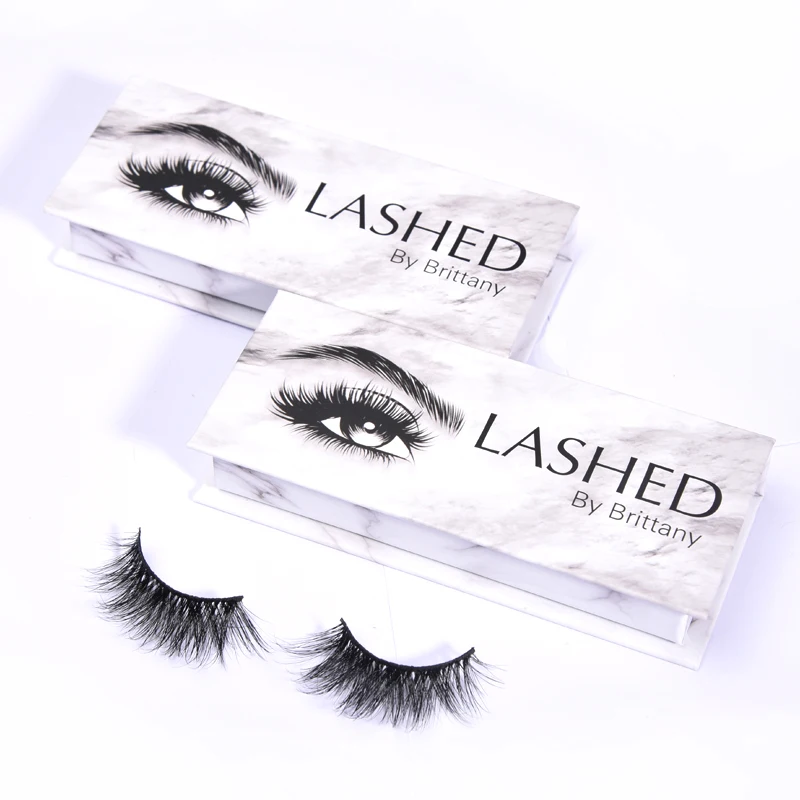 

new arrival double layer big 4d charming mink lashes with box vendor, Natural black