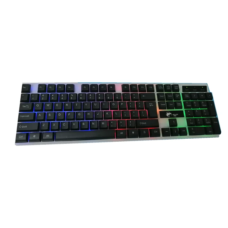 

USB K35 wired glowing flash gamer clavier Mechanical feel pc gaming with multiple color LED light backlit keyboard for computer, Black/white