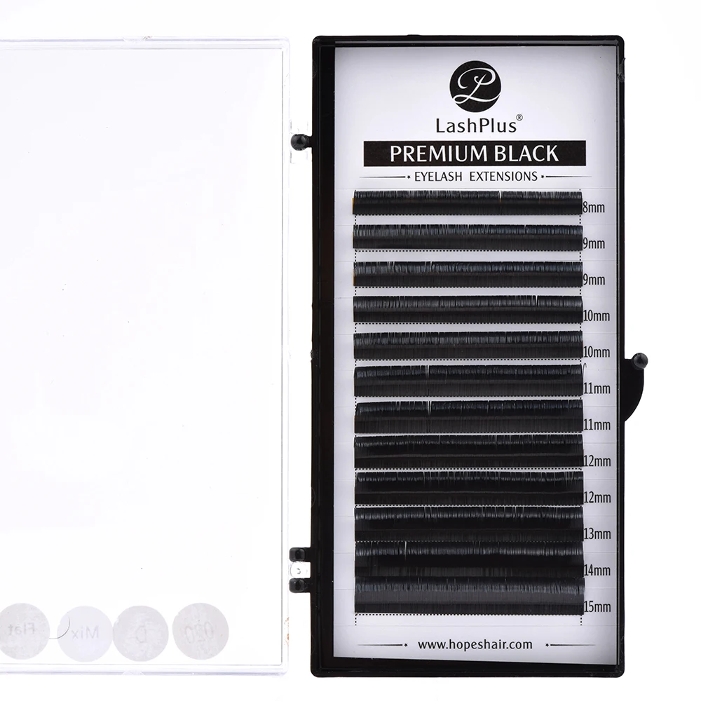 

LashPlus natural long soft eyelashes individual matte black ellipse flat eyelash extensions trays