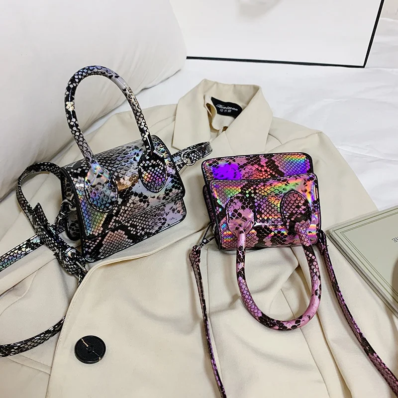 

Hot Selling Small Crossbody Handbag Girl Mini Snake Pattern Portable Square Bag Solid Color Purse For Women, 7 colors