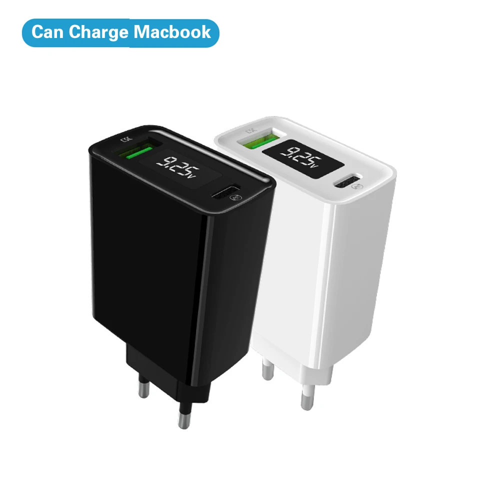 

LED Display PD Multi USB Charger 30W, Black white