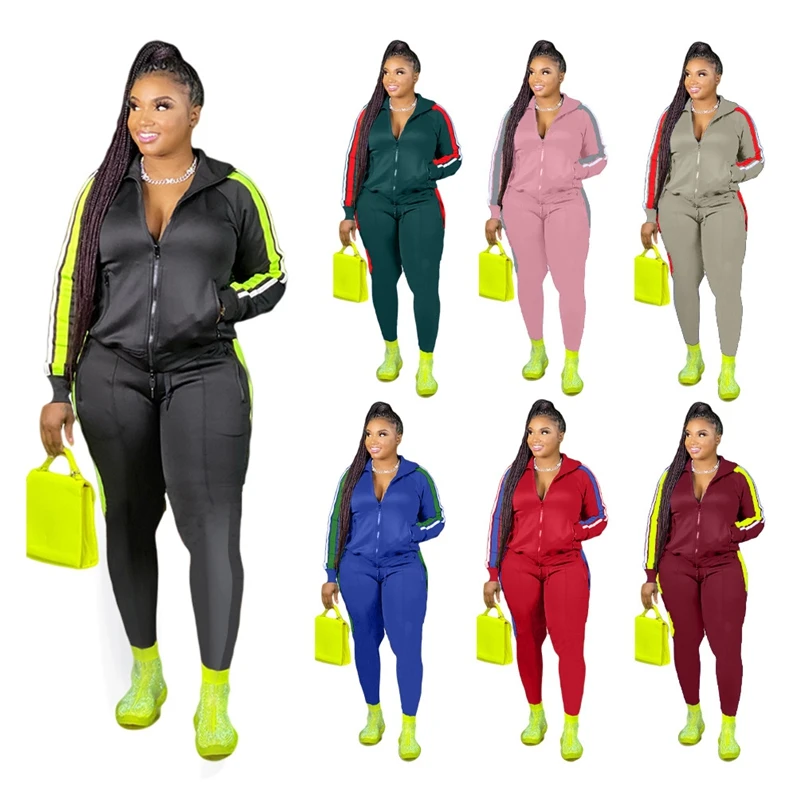 

ANL2170 New hot selling hot style splicing autumn and winter new two piece suit set women's fashion casual suit set, Accept customization