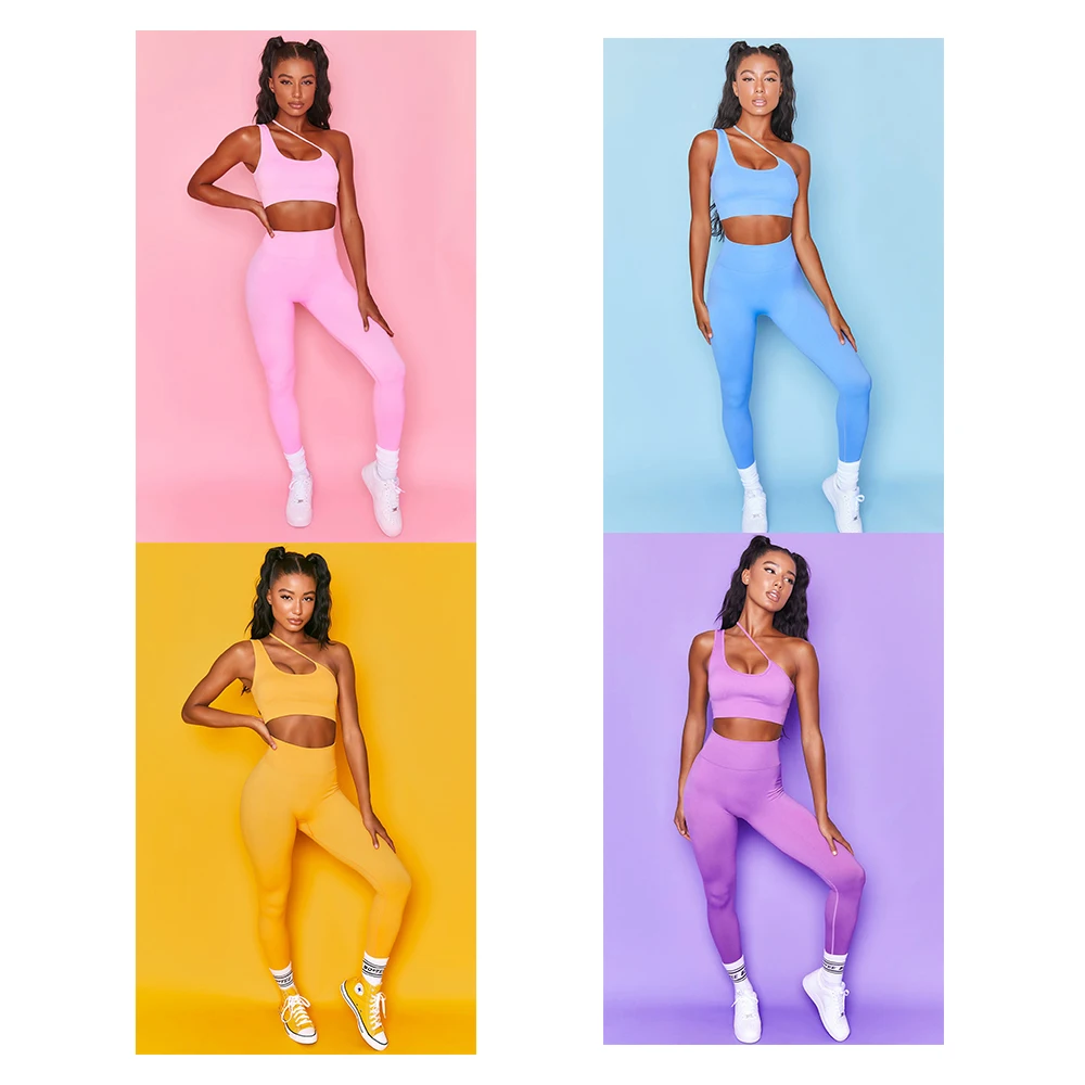 

New High Elastic Moisture Absorption Harness Sleeveless Fitness Pants Set Two Piece Yoga Suit