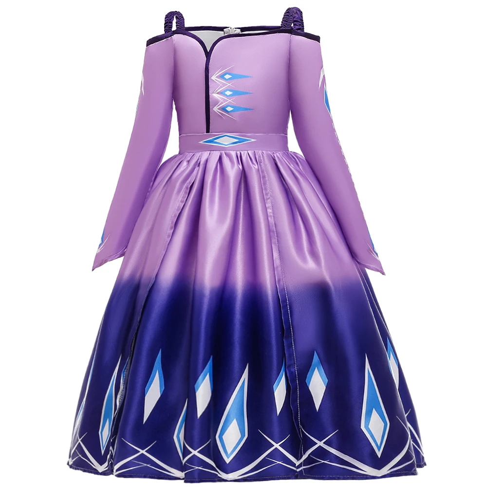 

Frozen2 Girls Cosplay Snow Queen Dress Elsa 2 Princess Dress Fantasia Vestidos BX1661, Blue, purple