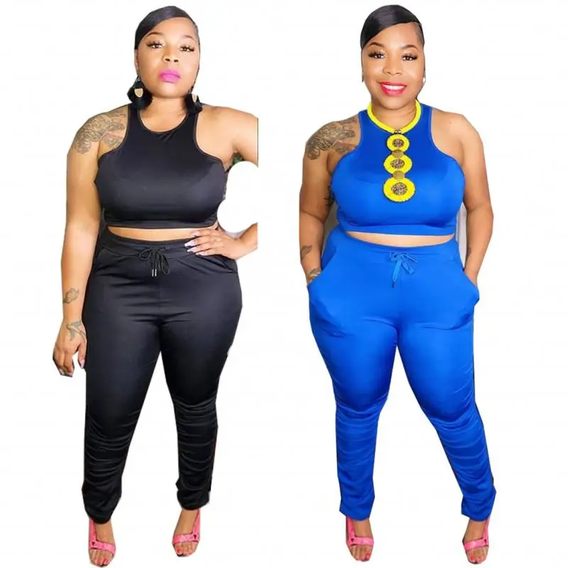 

2021 plus size summer women 2 piece sets clothing